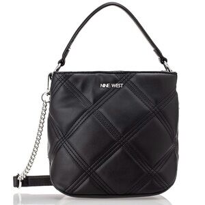 Nine West Black Quilted Bucket Bag with Crossbody Strap